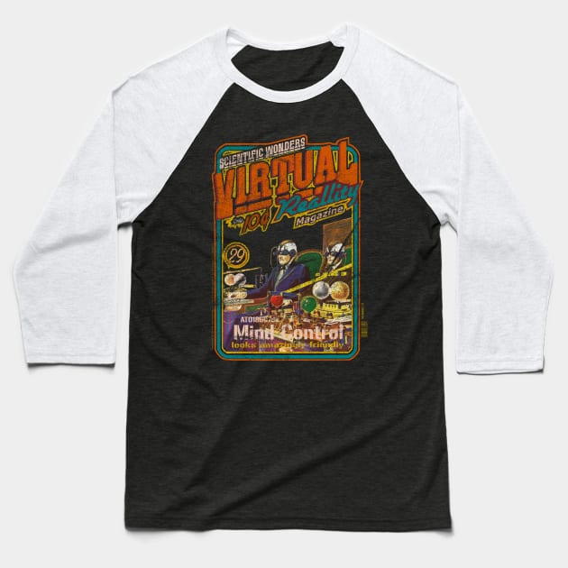 scientific  wonders virtual reality sci fi vintage magazine Baseball T-Shirt by SpaceWiz95